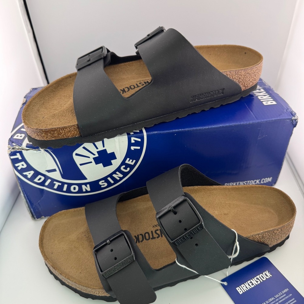 Birkenstock Arizona BS Sandals Womens 9 Mens 7 Black New Two Strap Slide 0051791